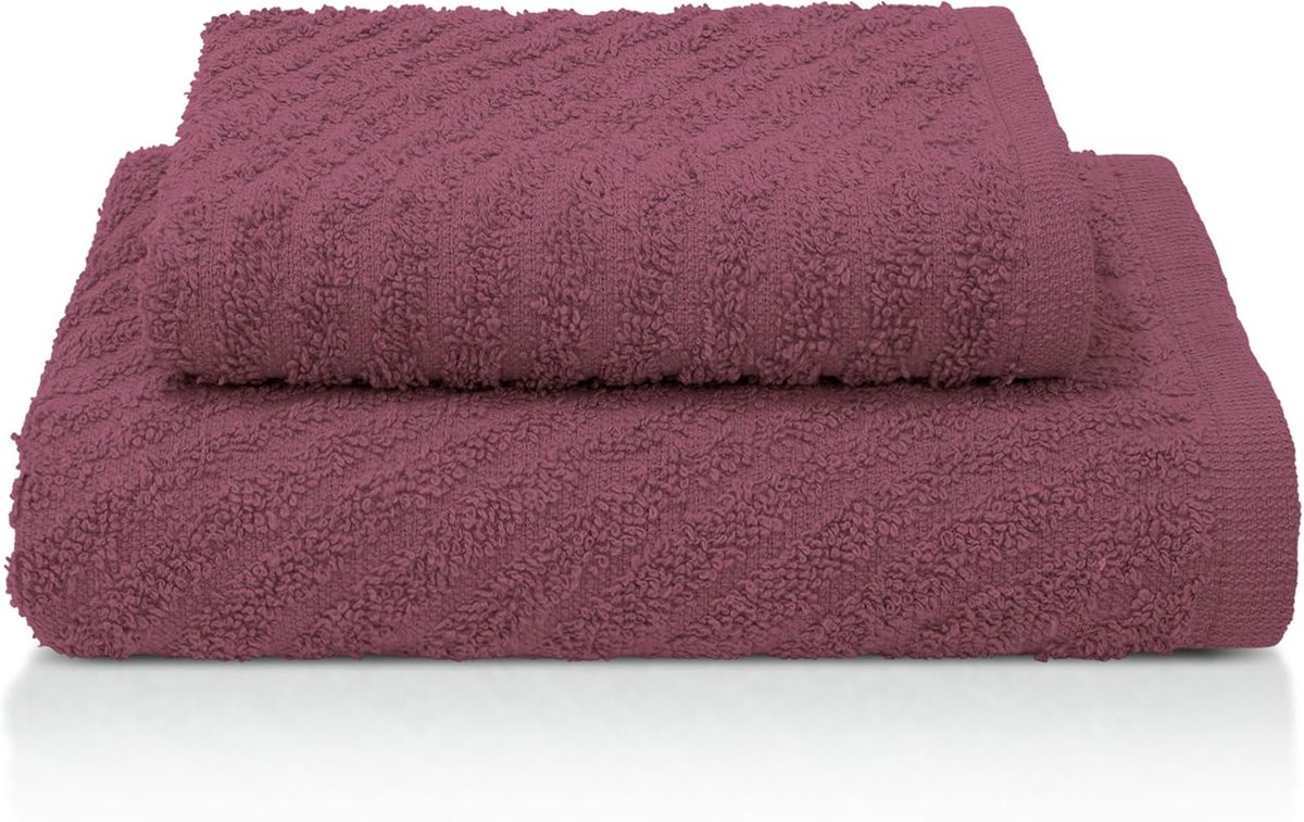 Handdoekenset, 1 + 1 jacquard-katoenen badstof, 600 g/m², gezichtsdoek 55 x 110 cm en gastendoekje 40 x 60 cm, badstof superzacht 80% katoen, 20% polyester, absorberend