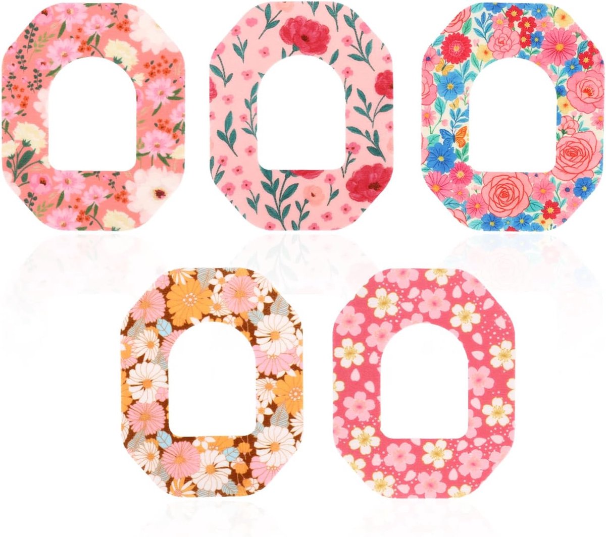 25st Zelfklevende Patches voor Omnipod 5, Waterdichte en Ademende CGM-Sensor Overplaktape met Sterke Kleefkracht voor Pod-Accessoires (Bloemenprint)