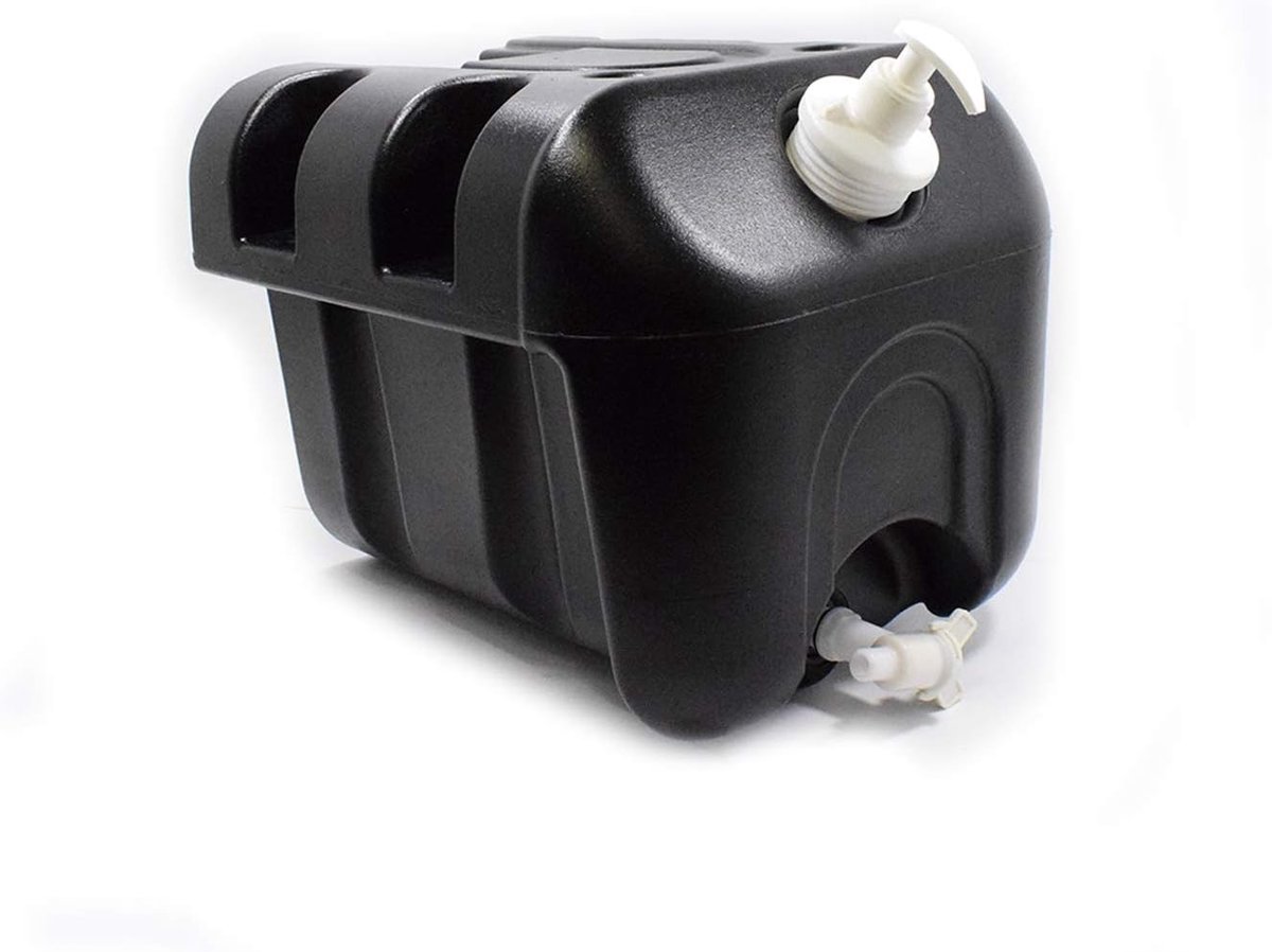 Waterjerrycan, wateruitloop, waswatertank, waterreservoir, 18 liter, vrachtwagenaanhanger