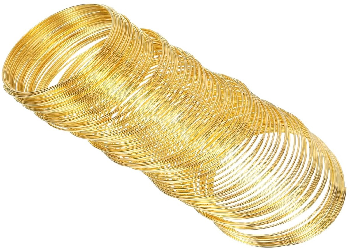 Draadgeheugen, 1 stuk, 1 mm, 18 gauge, sieradendraad, staal, geheugendraad, handwerk, doe-het-zelf sieraden, armbanden, kralen, handwerk, doe-het-zelf goud