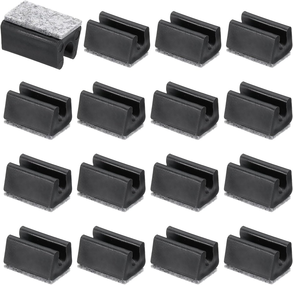 8 mm rechthoekige stoelpoothoes met viltkussen, 16 stuks glijd soepel, geen krassen, geen lawaai meubelpoten, hardhouten beschermers tips, vloerglijders buisdoppen voor kantoor thuis, zwart
