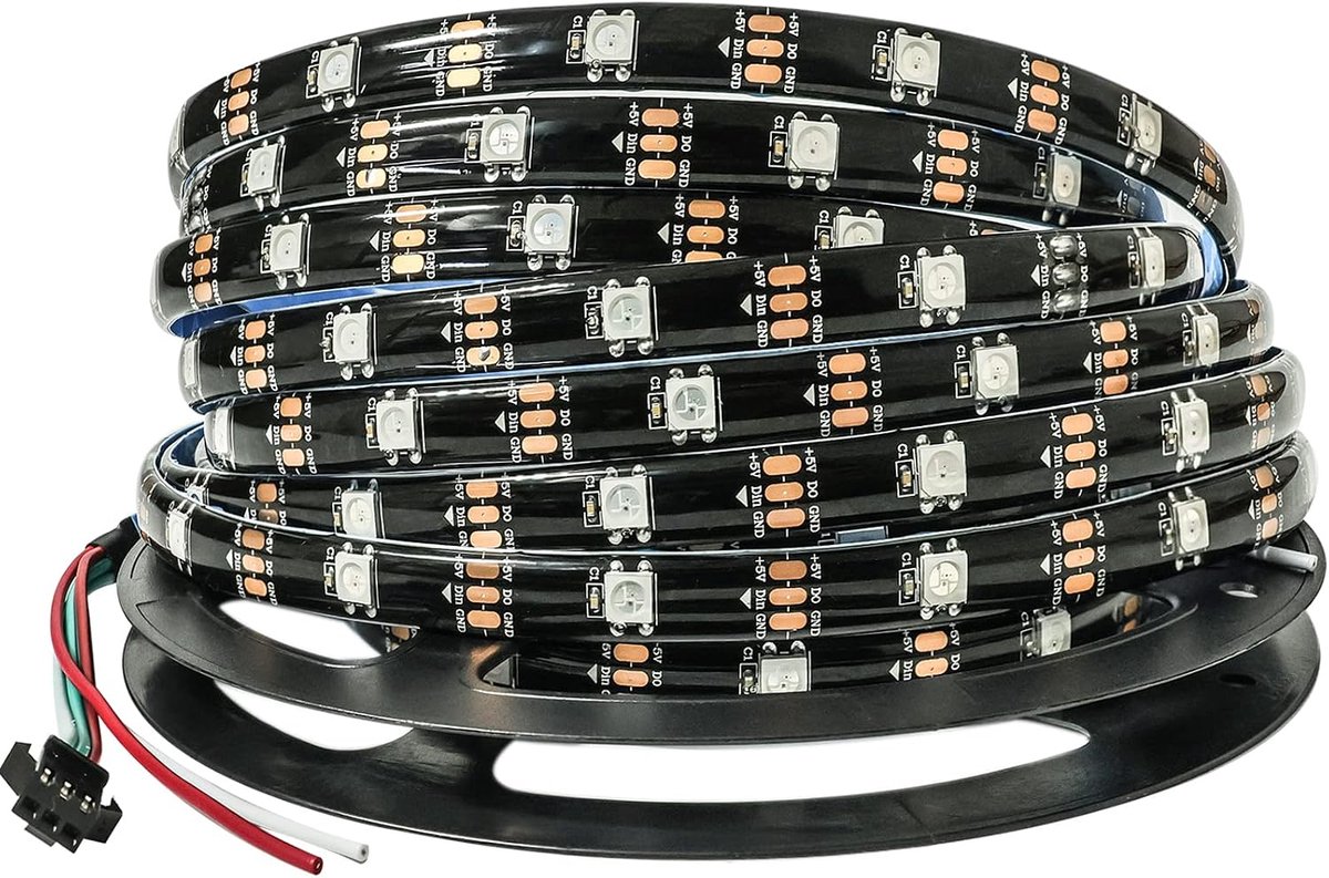 LED Strip Light 5V IP65 Waterdicht RGB Pixel Ledstrip 5m 5050 150 LEDs Zwarte PCB Full Colour aanpasbare Smart lichtstrip voor Reclame Decoratie DIY Projecten