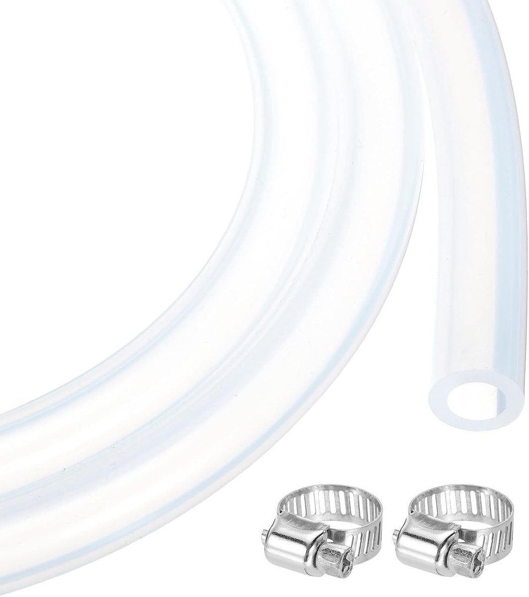 Transparante siliconen slang, 10 mm x 16 mm, flexibel, voor het maken van bier, wijn, sifonpomp, 3/8 inch ID 5/8 inch, met 2 klemmen