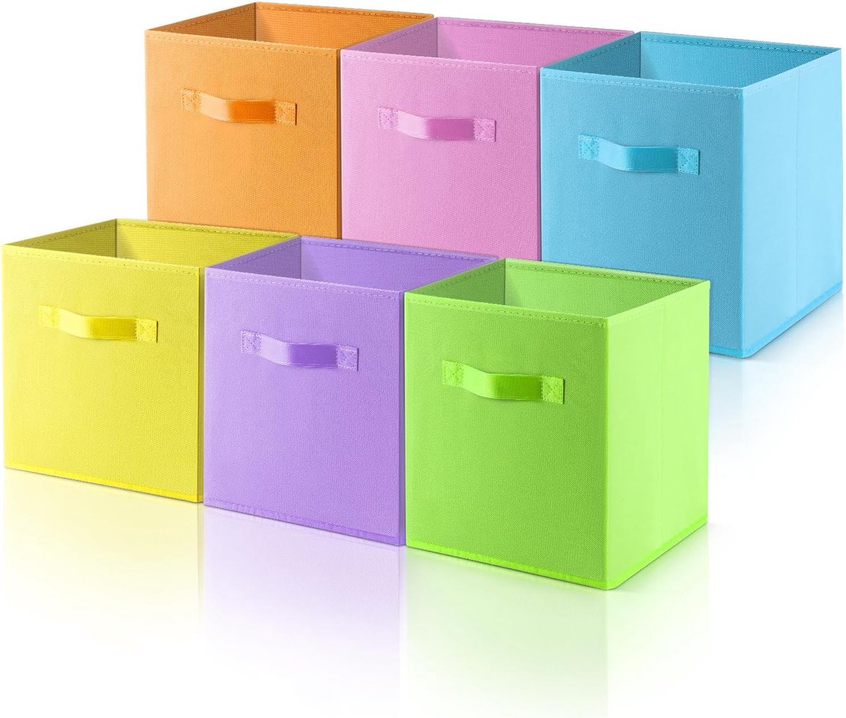 6 stuks stoffen opbergdozen, opvouwbare opbergkubussen, 27 x 27 x 28 cm, vliesstof, vouwdozen met handvat, kleur Kallax-dozen voor het opbergen van kleding, speelgoed, boeken