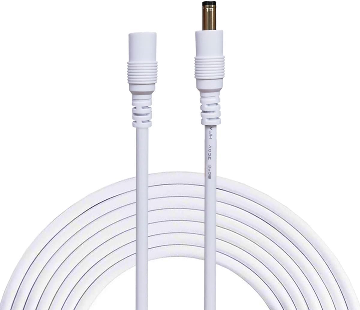 Verlengkabel 5.5mm x 2.1mm Aansluitkabel Gelijkstroom Connector Kabel Splitter Man-vrouw Voor Voeding, CCTV Camera Power - 5m/16,4 Feet Wit | Universeel, gelijkstroomverbindingskabel, mannelijk naar vrouwelijk, voor voeding, voor CCTV-camera power