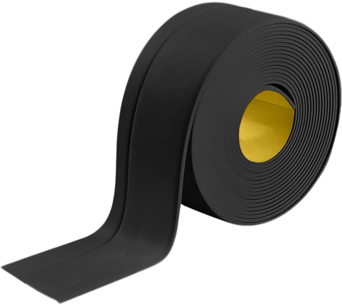 Plinten, zwart - 50 x 20 mm, 5 m, pvc, flexibele knikstrip, keukenafsluitstrip, voor badkuipen, badkamer, keuken