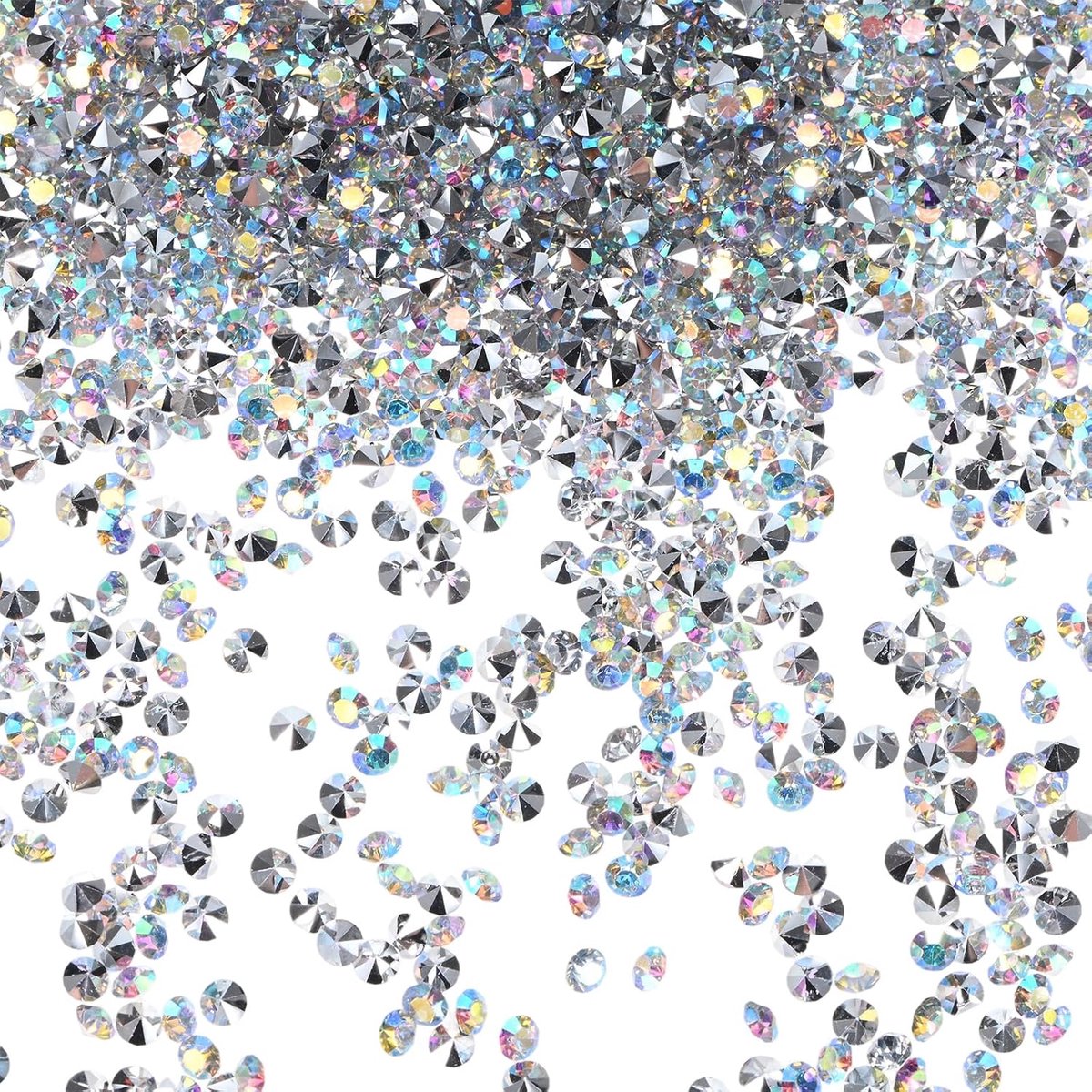 METERXITY 3600 stuks acryl diamanten, 0,12 inch/3 mm bruiloft tafel strooi confetti kristallen voor vaasvullers/kunstambacht, acryl diamanten edelstenen [zilver AB]