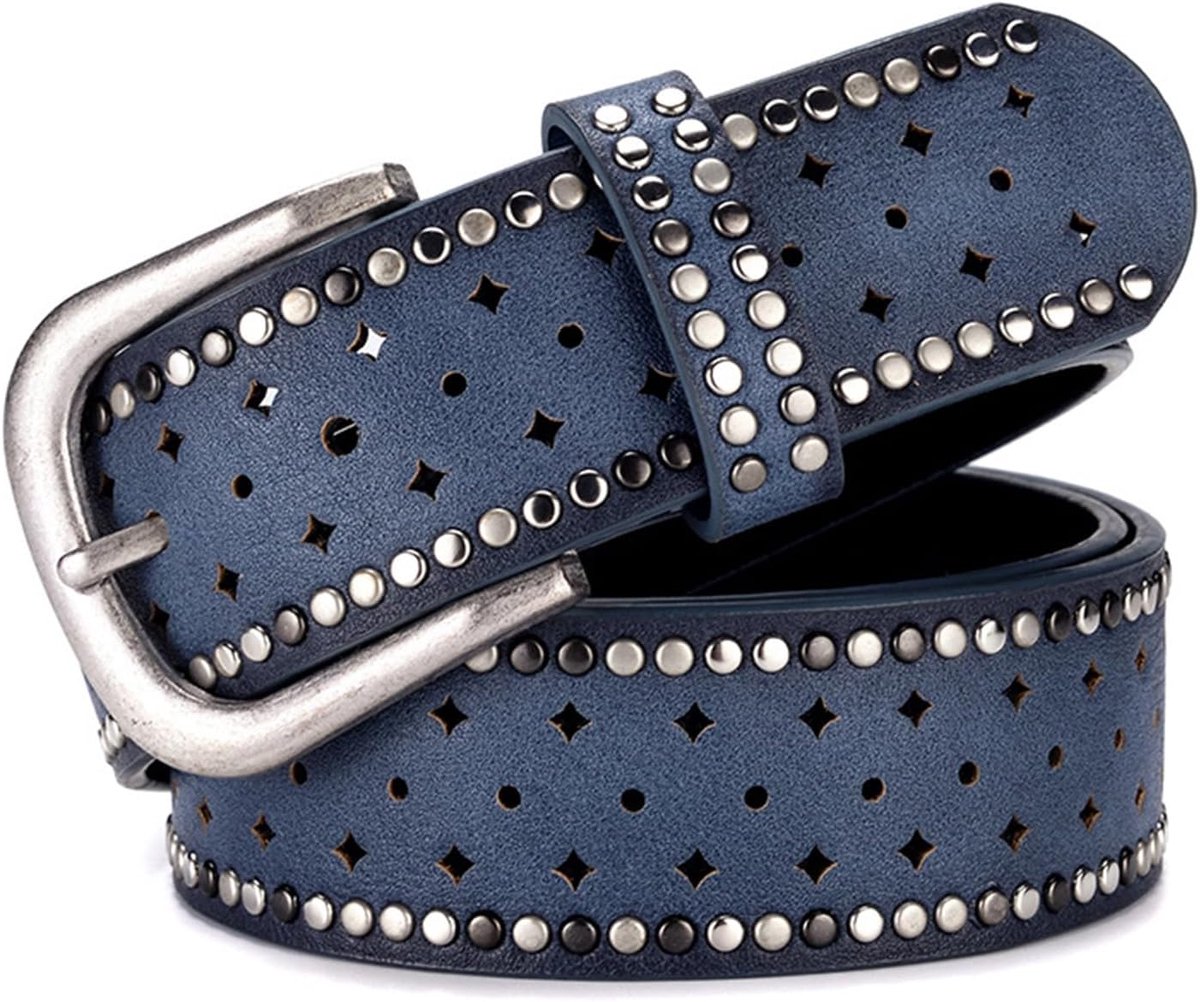 Riem met klinknagels voor dames, met sterrengat, brede leren riem, in te korten jeansriem, leren riem met klinknagels, glitterriem