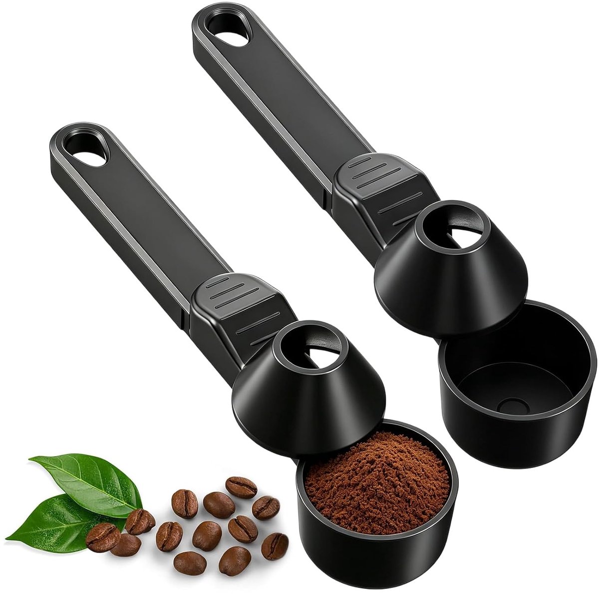 Koffielepels, 2 stuks, koffielepel met trechter voor navulbare capsules, doseerlepel met lange handgreep voor gemalen koffie, espresso en filterhouder