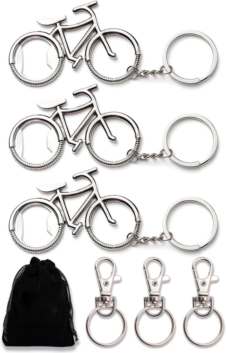 Fietssleutelhanger met Flesopener - 3 Stuks - Fietssleutelhanger Decoratie - Perfect cadeau voor fietsers - SnelShoppen