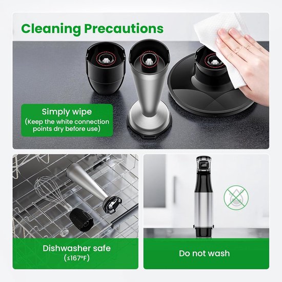 Hand Blender - Mixer Staafmixer - Smoothies Maken - 1100W Krachtige Motor - 500 ml - Zilver — afbeelding 2