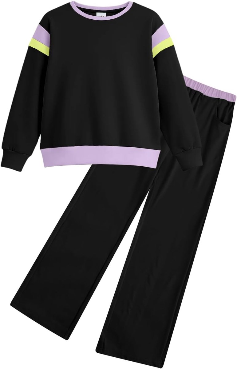 Meisjes kleding sets 2 delig - kleurblok outfit - lange mouwen - stijlvol voor 3-12 jaar - SnelShoppen