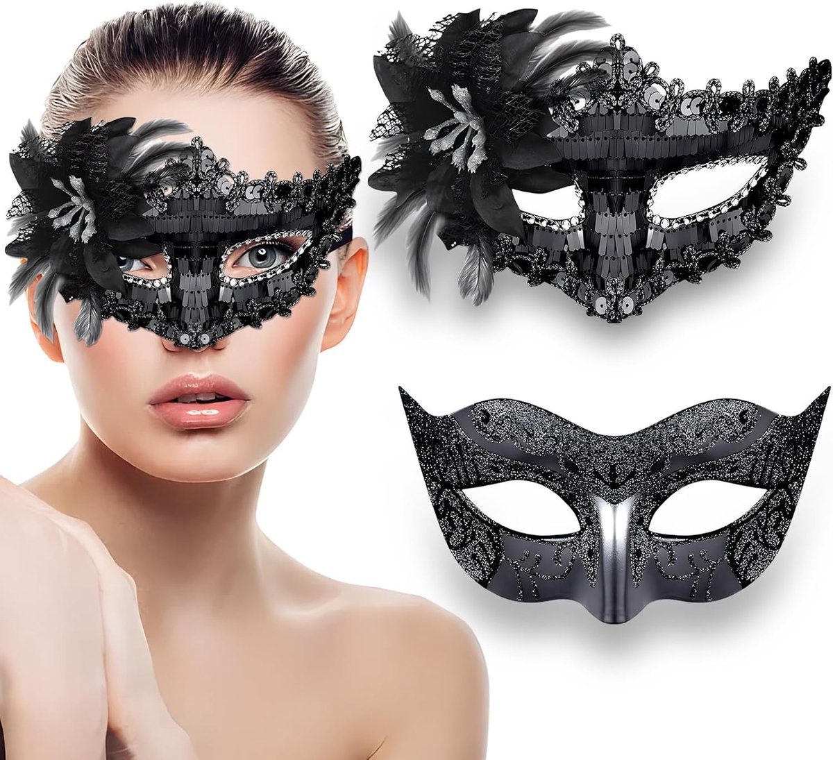 Venetiaans masker voor mannen en vrouwen - zwart sexy masker - kostuumaccessoire - perfect voor carnaval - SnelShoppen