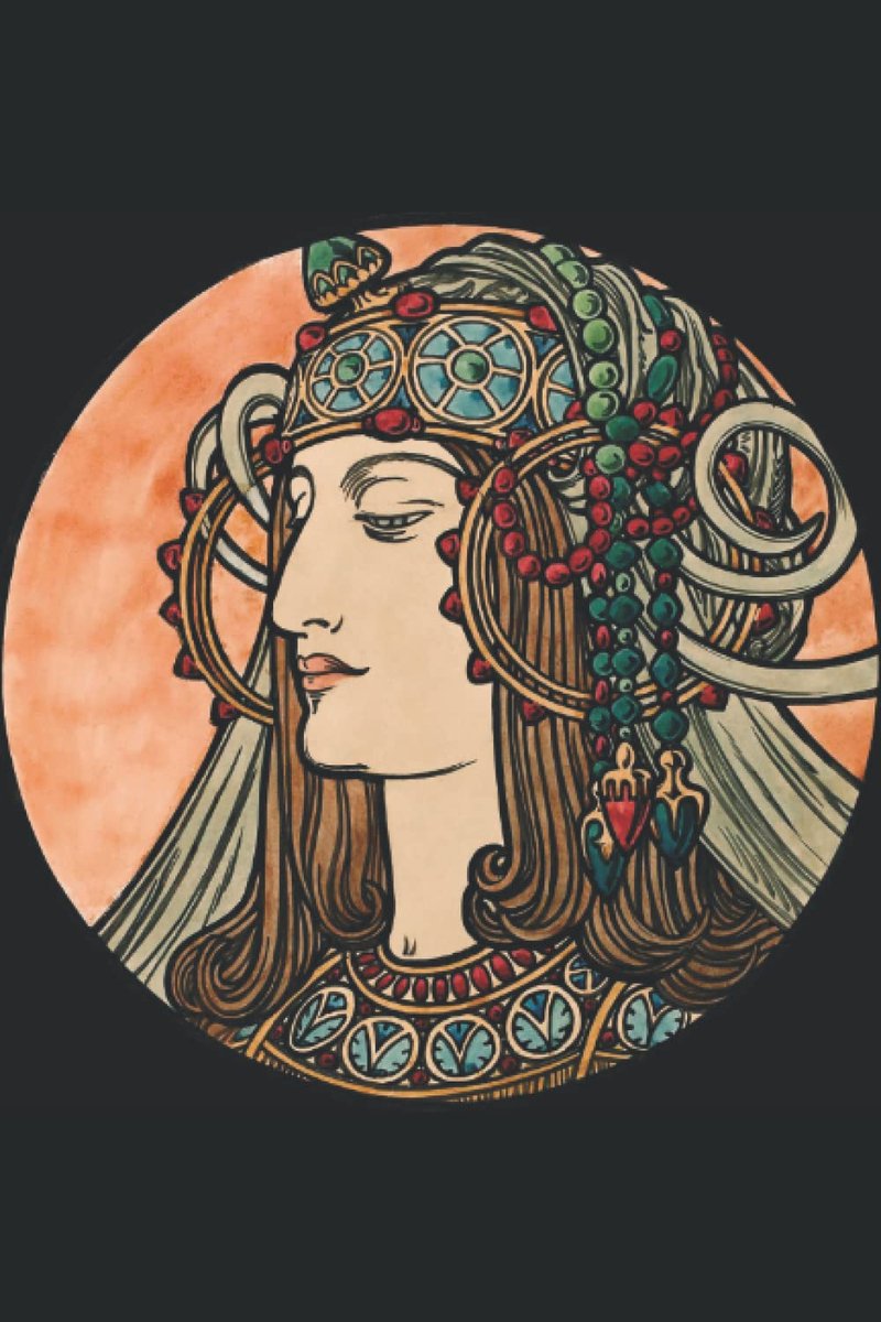 Notitieboek - ongelinieerd - 80 genummerde pagina's - vintage Alphonse Mucha illustratie - ShopVlot