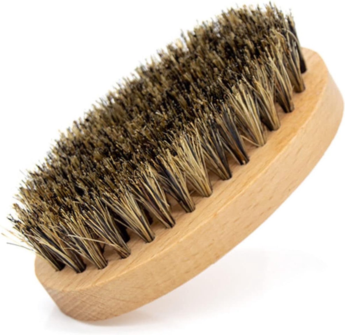 Beard Brush - Oval Houten Handvat - Borstel voor Baard en Snor - Dagelijkse Verzorging - ShopVlot