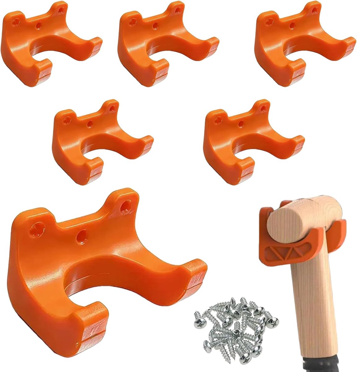 Garagehaken 6 stuks - dubbele haken met schroeven - kunststof - ideaal voor tuingereedschap - ShopVlot