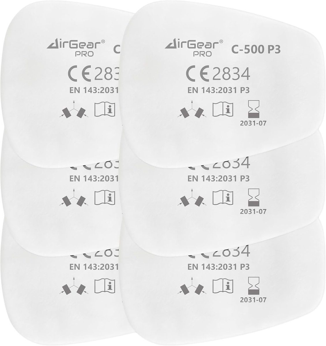 Thijox - AirGearPro C-500 P3 Filters voor Adembeschermingsmasker | Herbruikbaar Anti-stof Filters voor Schilderen, Houtbewerking, Constructie, Schuurw