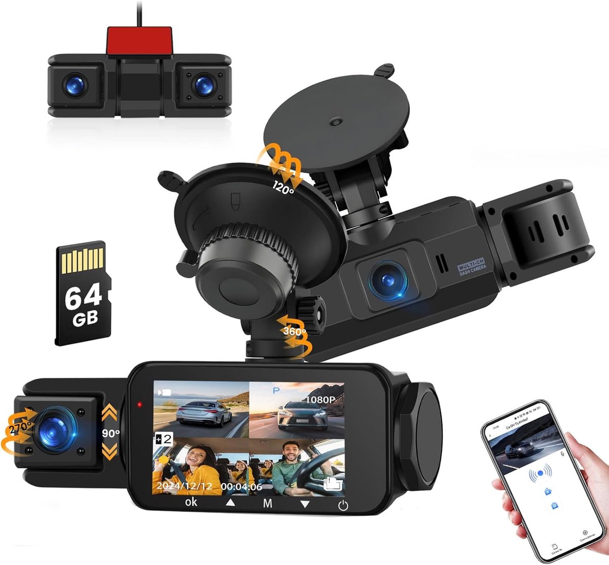 Dashcam 4K+1080P - WiFi Auto Camera - 3" IPS Scherm - Nachtzicht voor optimale veiligheid - ShopVlot