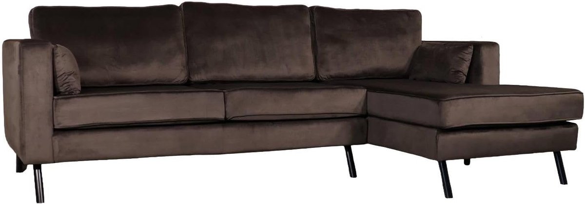 Hoekbank Hilde 270 cm - donkergrijs velvet - lounge sofa - eenvoudig te monteren - ShopVlot