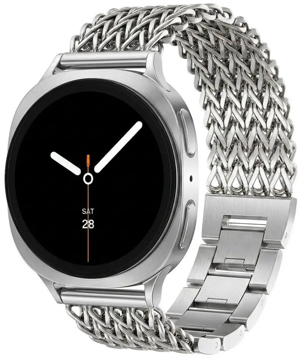 Strap-it Stalen gevlochten band geschikt voor Samsung Galaxy Watch 9 (40/44mm) / Watch 8 (40/44mm) / Classic (46mm) - Zilver