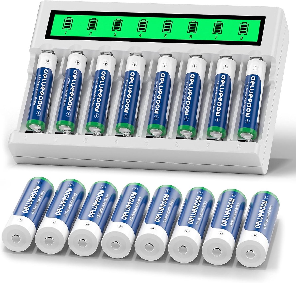 batterijlader AA AAA - 8x 3300mAh + 8x 1100mAh - Ni-MH NiCd - ideaal voor hoge capaciteit - ShopVlot