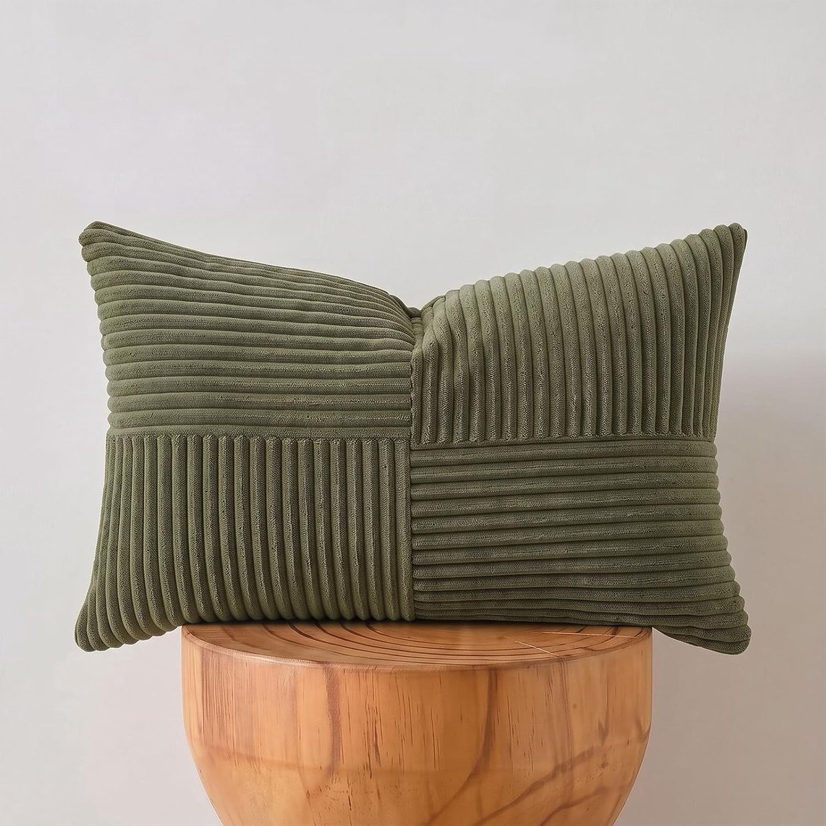 Decoratieve Kussensloop 30 x 50 cm - Zacht Corduroy - Groene Blauw Gestreept - Bohemian Sfeer - ShopVlot