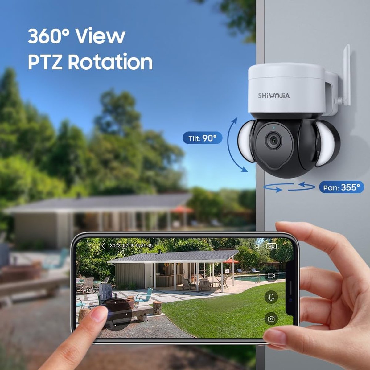 Wifi-bewakingscamera buiten 5MP - 360° PTZ - automatische tracking - 24-uurs bewaking - ShopVlot