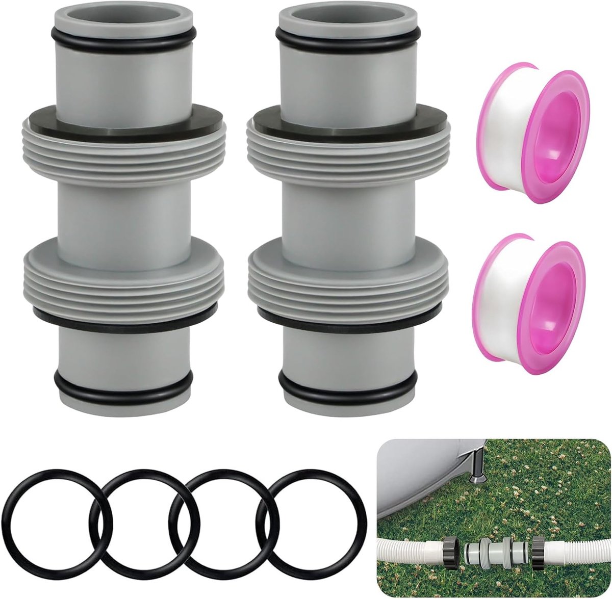 Pool connector set 38 mm - duurzame kunststof - complete installatie - eenvoudig te monteren - ShopVlot