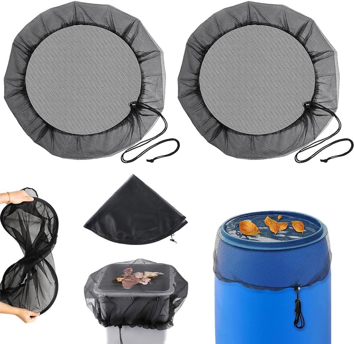 Regentonnet 120 cm - weerbestendig polyester - met trekkoord - beschermt tegen bladeren en dieren - ShopVlot