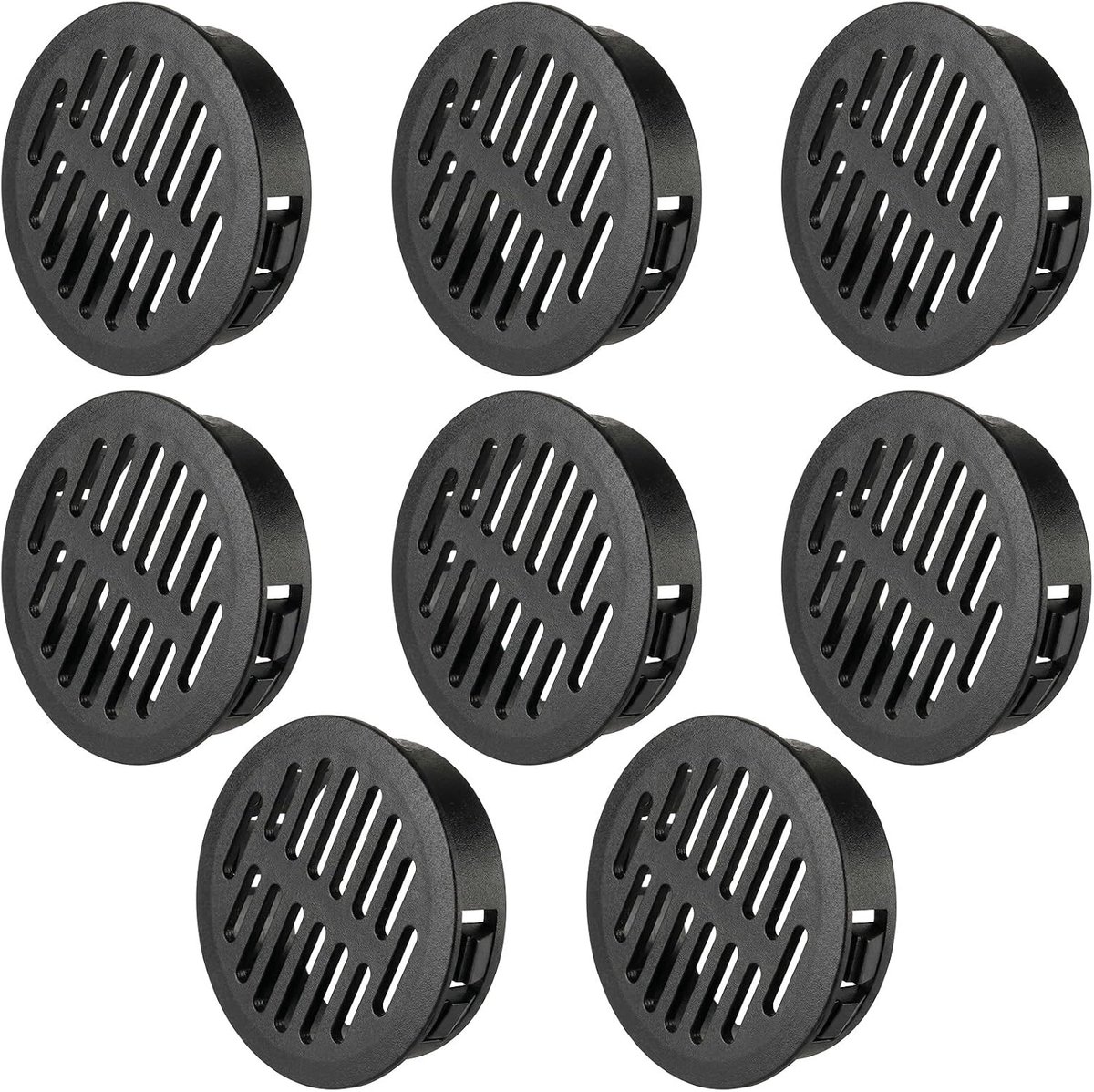 Ventilatierooster rond 50 mm - zwart kunststof - sluitloos - ideaal voor badkamer en keuken - ShopVlot