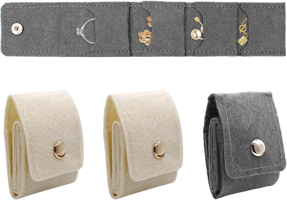 sieradenopbergtas 4 stuks - opvouwbaar - met vakken - optimale bescherming voor sieraden - ShopVlot