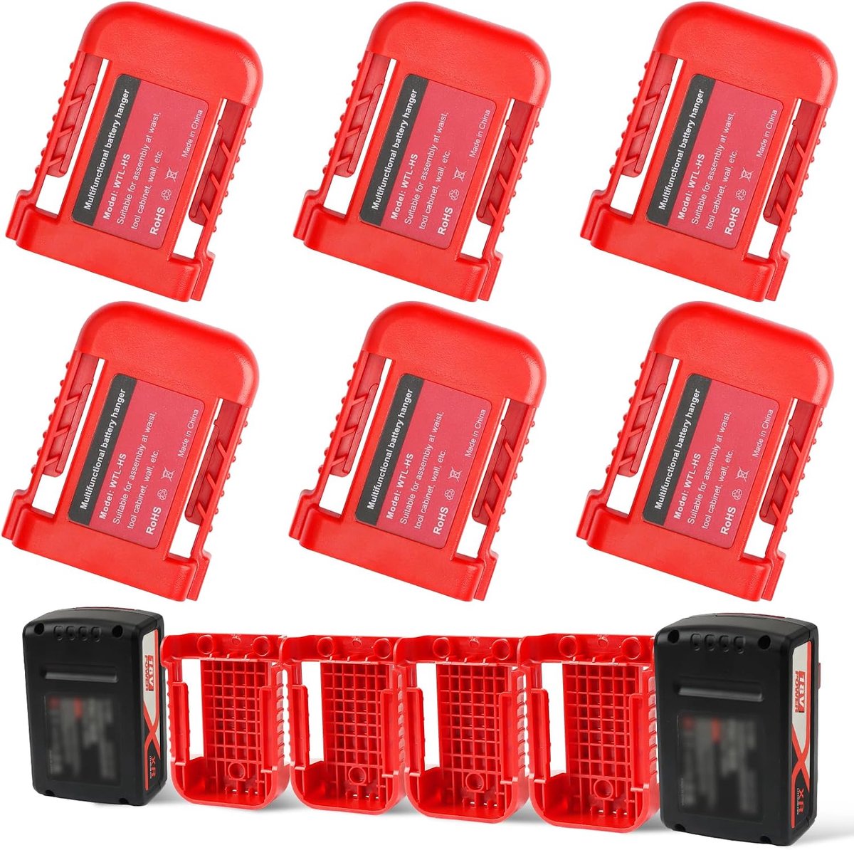 Batterijhouders 18V - Set van 6 - Compatibel met Einhell - Georganiseerde opslag voor werkplaats - ShopVlot