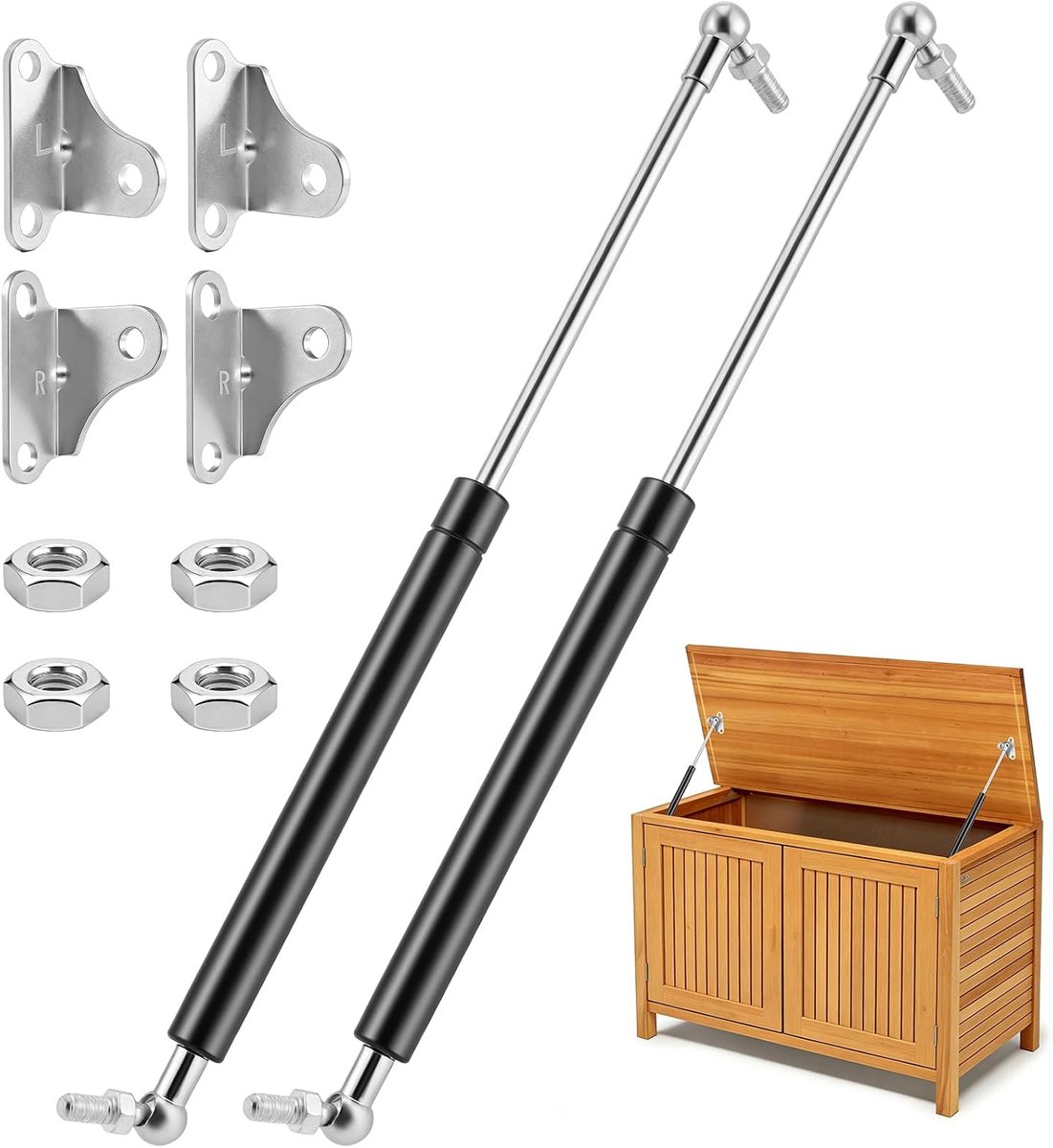 Gasveer 380 mm - L-vorm - 245 N/25 kg - Schokdemper voor gereedschapskist - ShopVlot