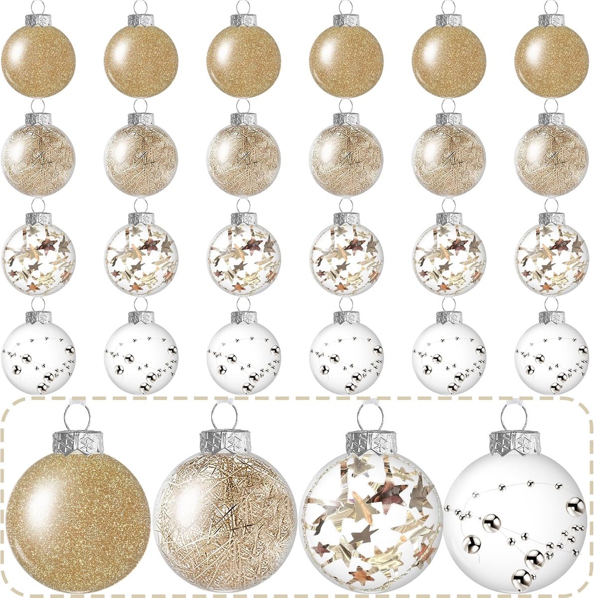 Kerstballen 6 cm - Vulbare DIY Plastic Kerstballen - 24 Stuks - Perfecte Decoratie voor Kerstboom - ShopVlot