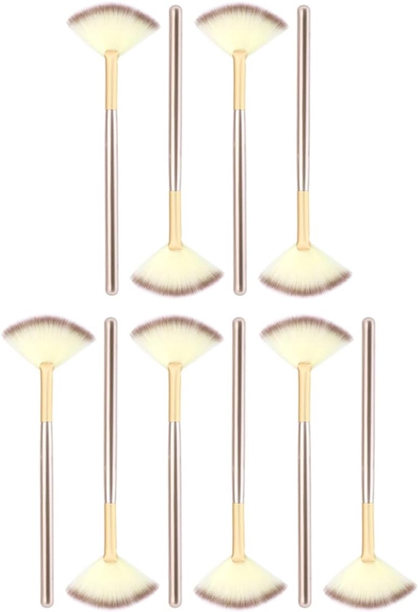 Make-up kwasten set 10 stuks - fanvormig - zachte haren - perfect voor maskers en spa - ShopVlot