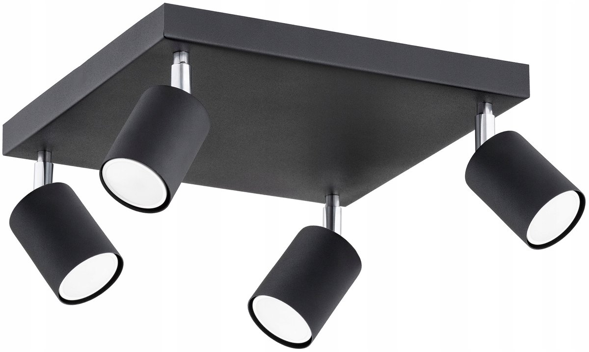 Zwarte Metalen Plafondlamp met GU10 Spots, Verstelbaar