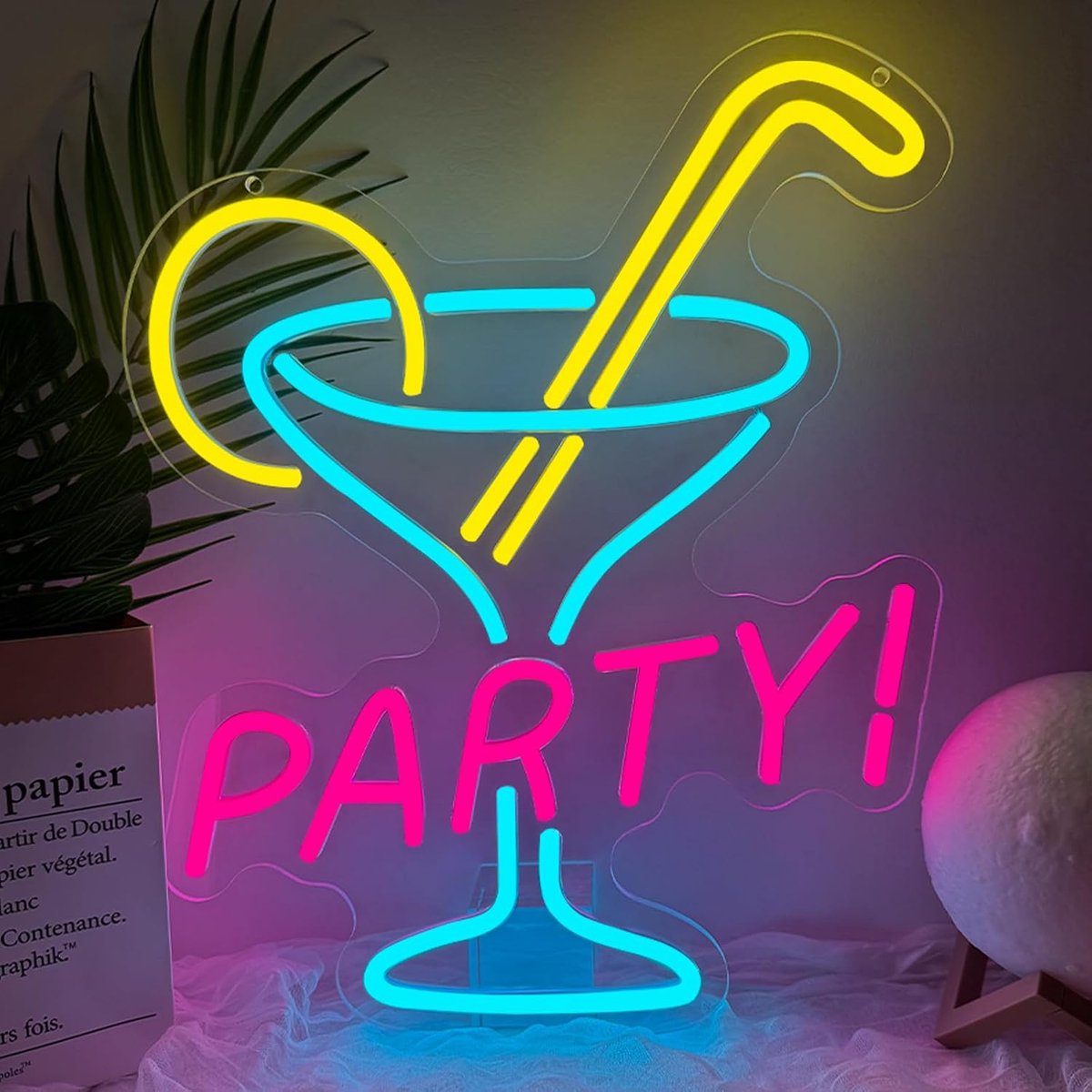 Neon sign cocktail party - persoonlijke LED wandlamp - dimbaar - sfeervolle decoratie voor thuis - ShopVlot