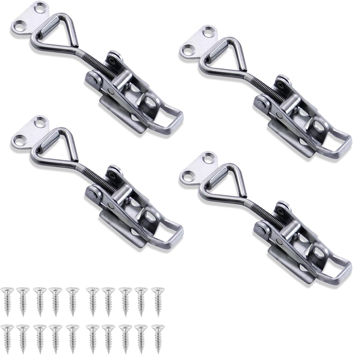 Set van 4 RVS Crate Lockers Klein - Met Sluitgat Kniehefboompje - Verstelbare Sluitclip voor Kastdeuren - ShopVlot