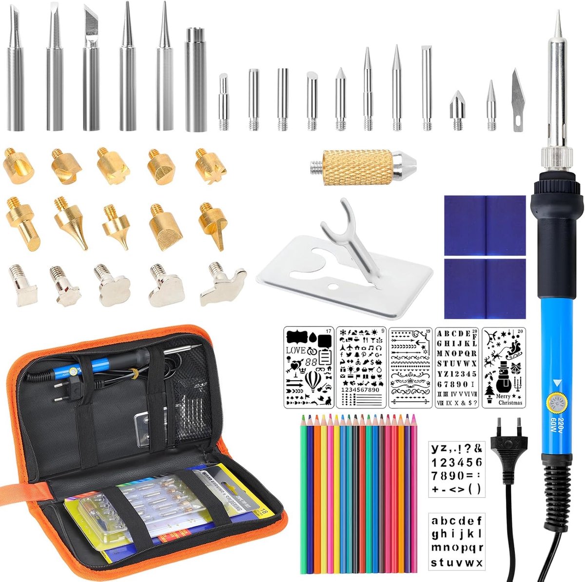 soldeerbout 60 W - 62-in-1 set - temperatuur instelbaar 200-450 °C - ideaal voor elektronica-reparatie - ShopVlot