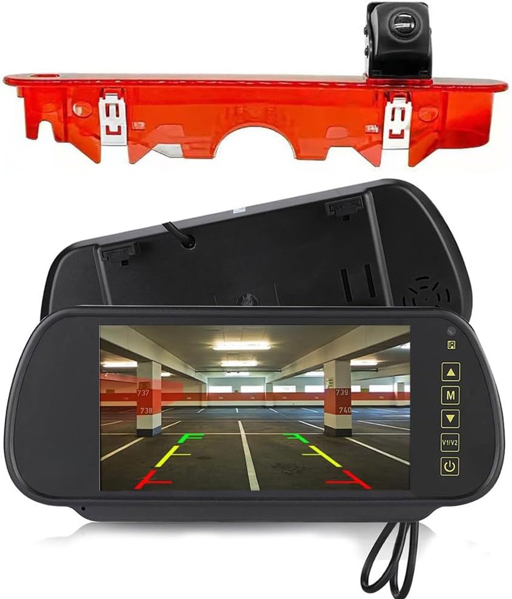 Achteruitkijk monitor 7 inch - Camera met remlicht - Hoge resolutie en nachtzicht - Veilig achteruitrijden - ShopVlot