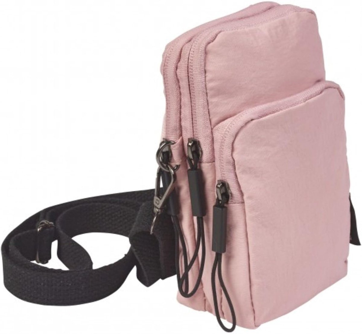 Crossbody telefoontas dames 16 x 10 x 6 cm - lichtgewicht nylon - dubbele rits - ideaal voor onderweg - ShopVlot