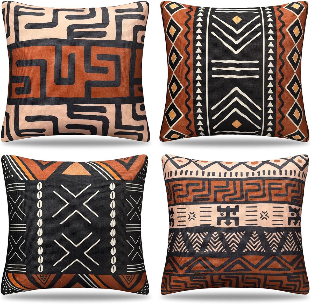 Decoratieve kussenhoezen 45x45cm - Ethnisch boho ontwerp - Vintage tapijt stijl - Creëer een warme sfeer - ShopVlot