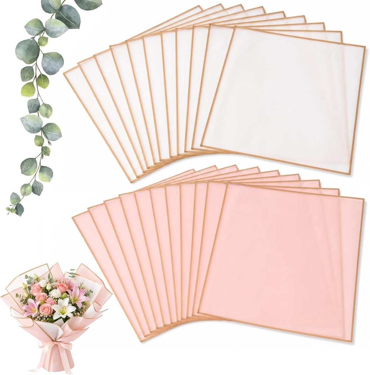 Bloempapier 20 Vellen - Gouden Rand - Waterdicht - Perfect voor DIY Bloemstukken - ShopVlot