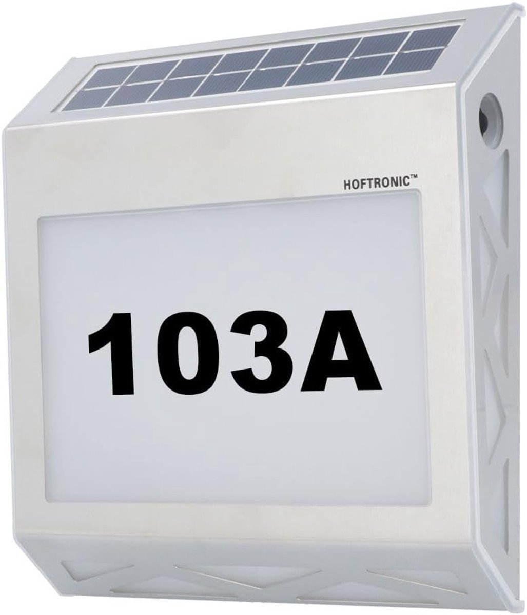Huisnummer verlichting met 8 LED's - RVS - Solar met schemerschakelaar - Verlicht je voordeur - ShopVlot