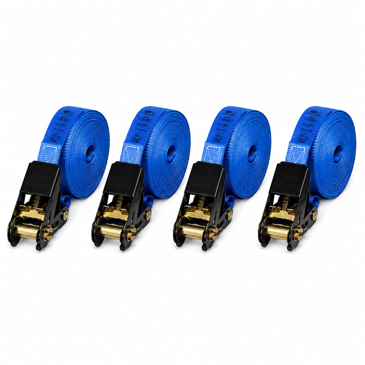 Spanbanden met ratel - 6 Meter - 4 Stuks - Sjorbanden - Klemgesp - Spanriemen - Bindriemen - Blauw