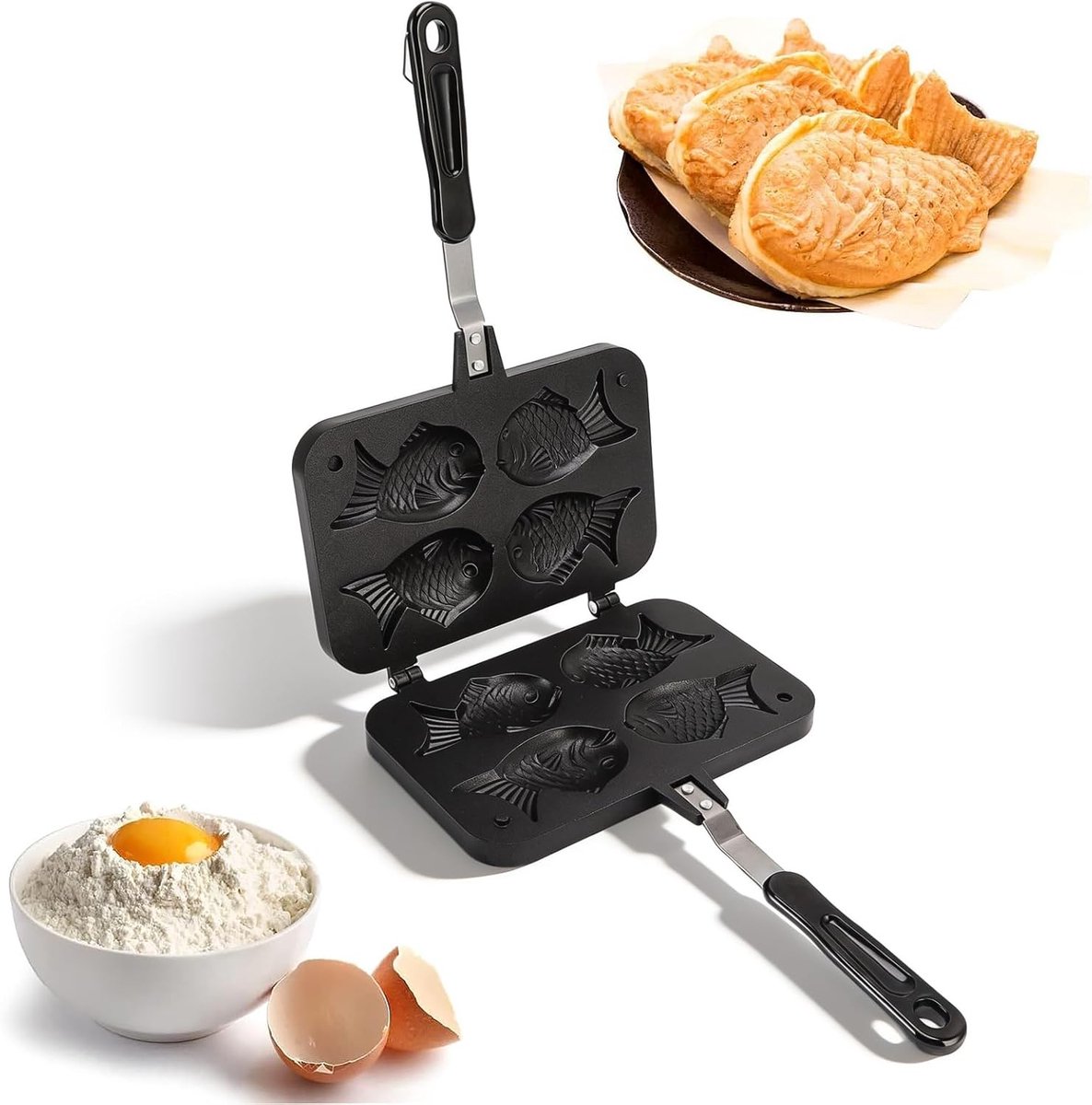 Wafelijzer visvorm - dubbele bakvorm - anti-aanbak - maak heerlijke Taiyaki - ShopVlot