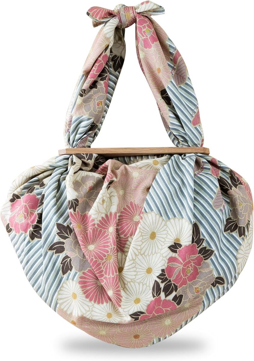 Furoshiki cadeauverpakking large - retro bloemen - 100% katoen - duurzaam en wasbaar - ShopVlot