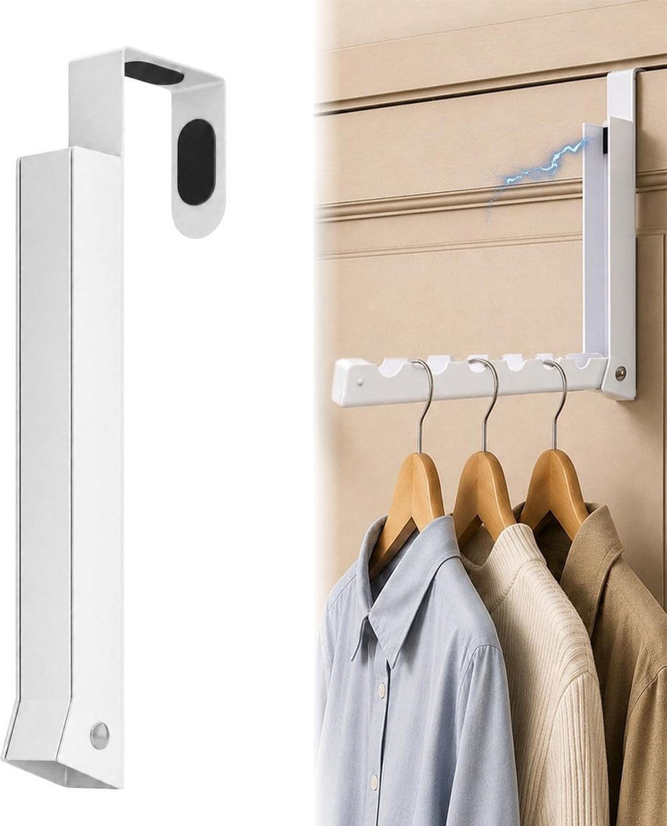 Droogrek over de deur - opvouwbaar metalen design - ruimtebesparend - ideaal voor wasruimte - ShopVlot