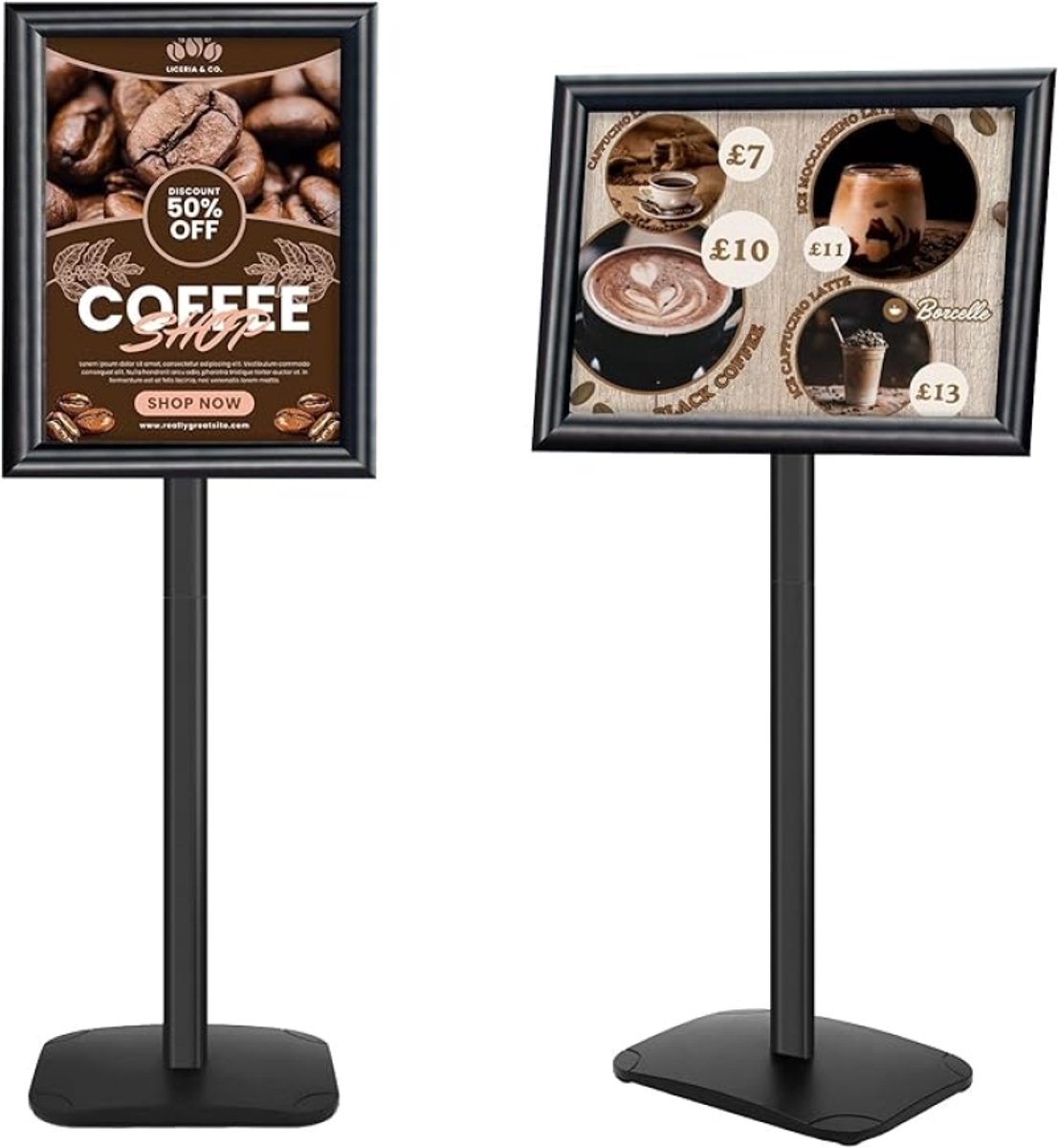 PromoHome 1 stuk A3 Posterstandaard met Zware Basis - Draaibare Displaystandaard - Verticaal en Horizontaal - voor Winkels, Beurzen en Evenementen - Zwart