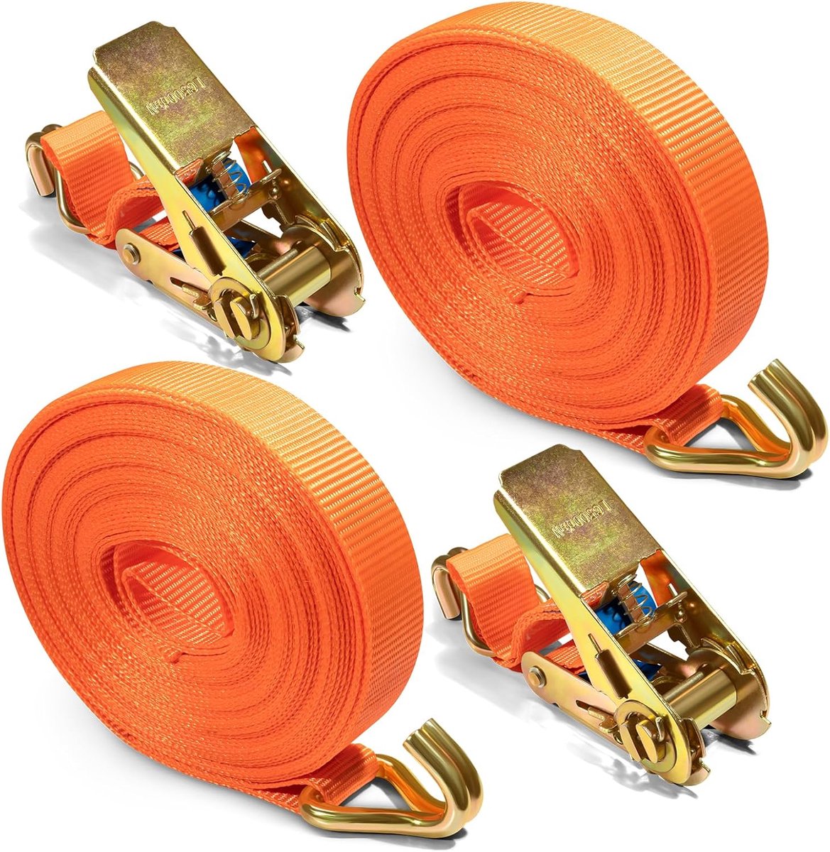 Lashing straps 10 m x 25 mm - Pack van 2 - Dubbele J-haak - Voor veilige lading van motoren en trailers - ShopVlot
